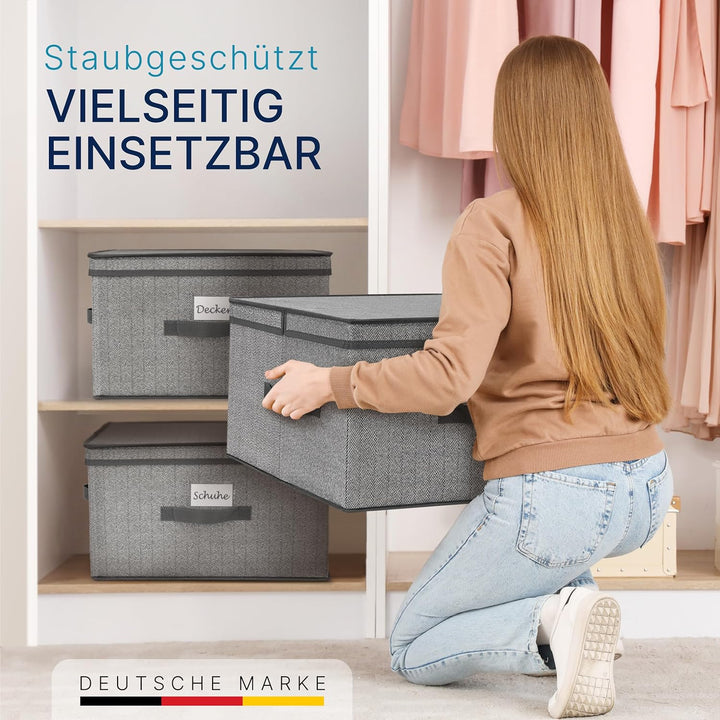 TOPP4u grosse Aufbewahrungs-Box mit Deckel 2x - extra grosse Faltbox für Kleiderschrank &amp; Regal - 40
