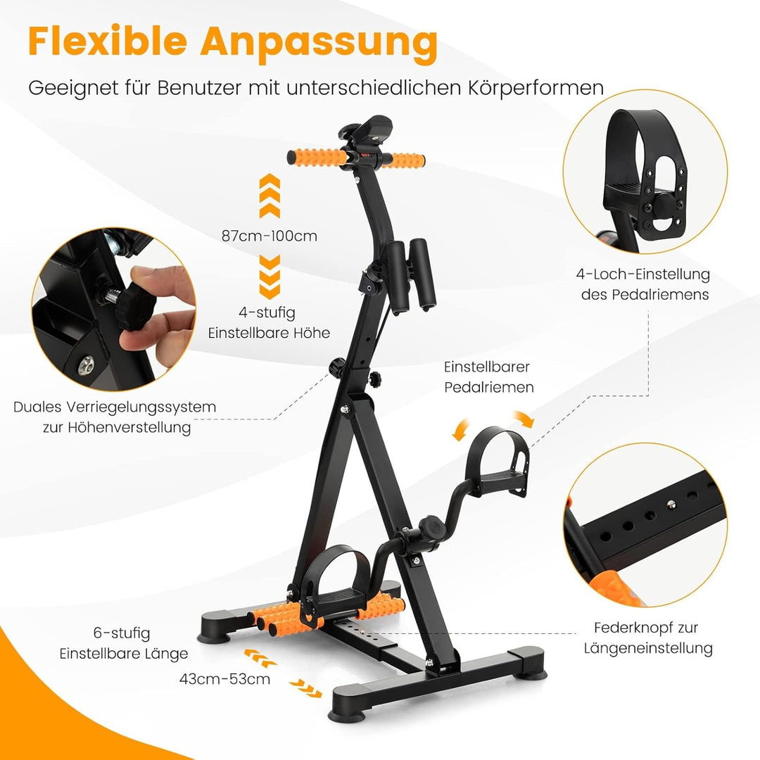 COSTWAY Pedaltrainer für Senioren, Arm und Beintrainer mit LCD Display, Bewegungstrainer höhen- & lä