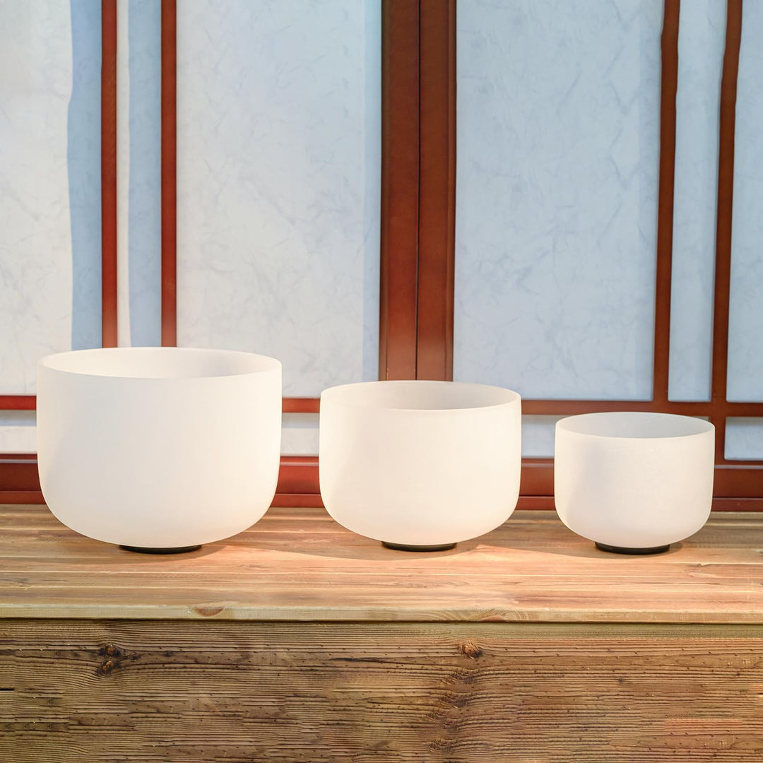 Hye-eun Kristall Klangschalen Set 3 Stück,8-12zoll AFC Note 432 Hz Crystal Singing Bowls Set, Medita