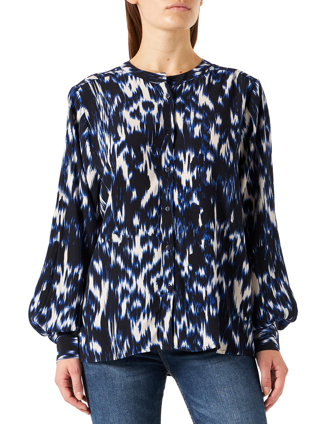 PART TWO Damen Ryapw Sh T-Shirt 32 Dark Navy Ikat Print, 32 Dark Navy Ikat Print