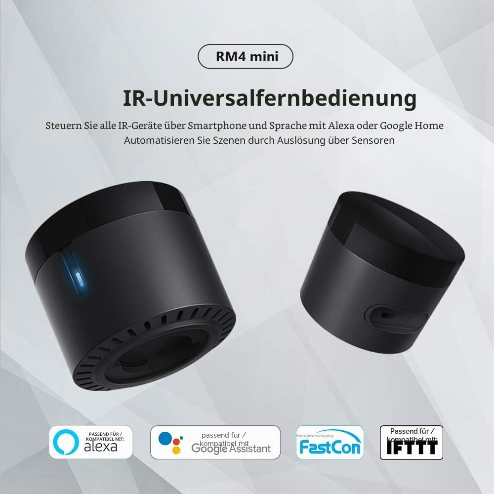 Broadlink - RM4 Mini - Universelle IR-Audio-Video-Fernbedienung, Smart Home WLAN Remote-Hub, kompati