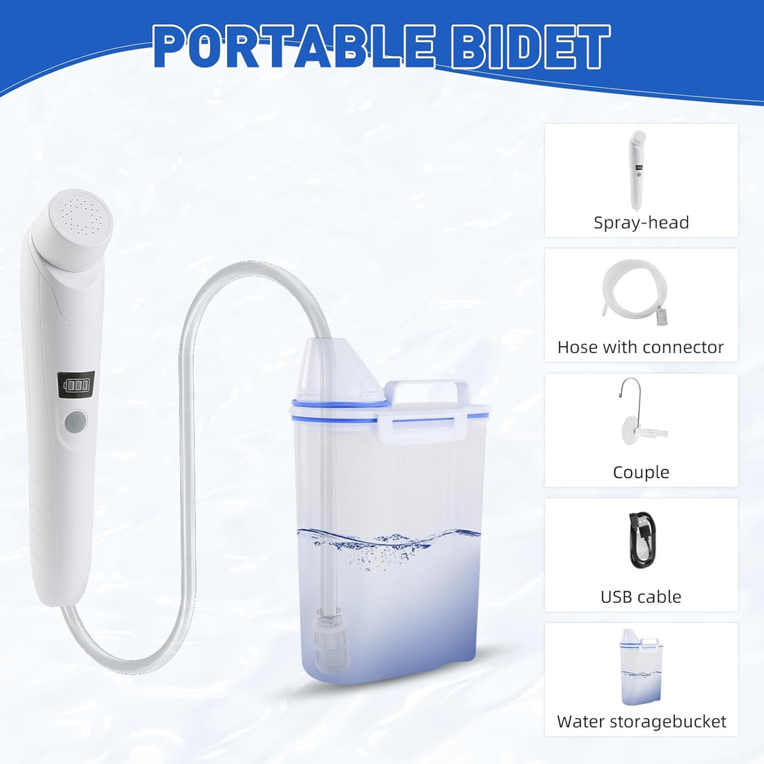 Portable Bidet, 2.5L Elektrisch Bidet, Reise Bidet Handbrause für Toilette Outdoor, Camping Flasche