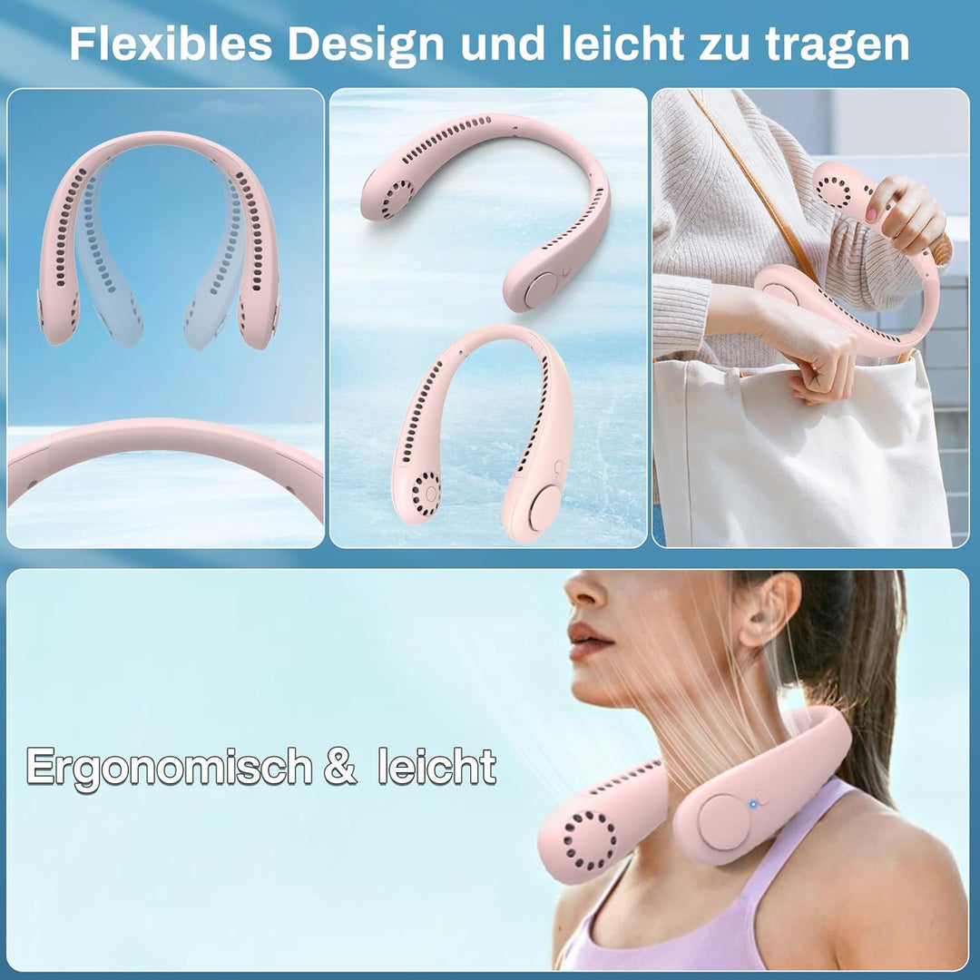 Timiyou Halsventilatoren, Hands Free Bladeless Fan, Tragbarer USB Ventilator, Nackenventilator mit 3