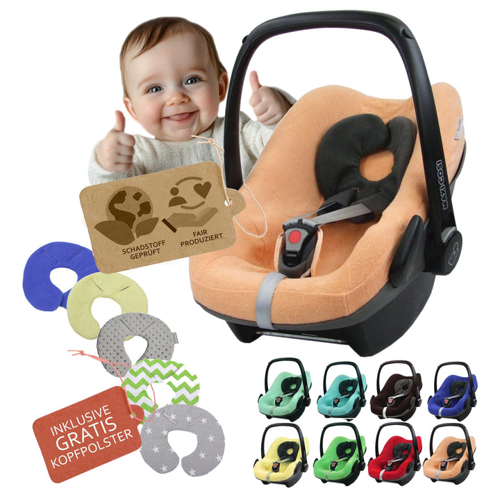 Frottee Sommerbezug [Schonbezug für Babyschale] Autositz kompatibel mit Maxi Cosi Pebble und Pebble
