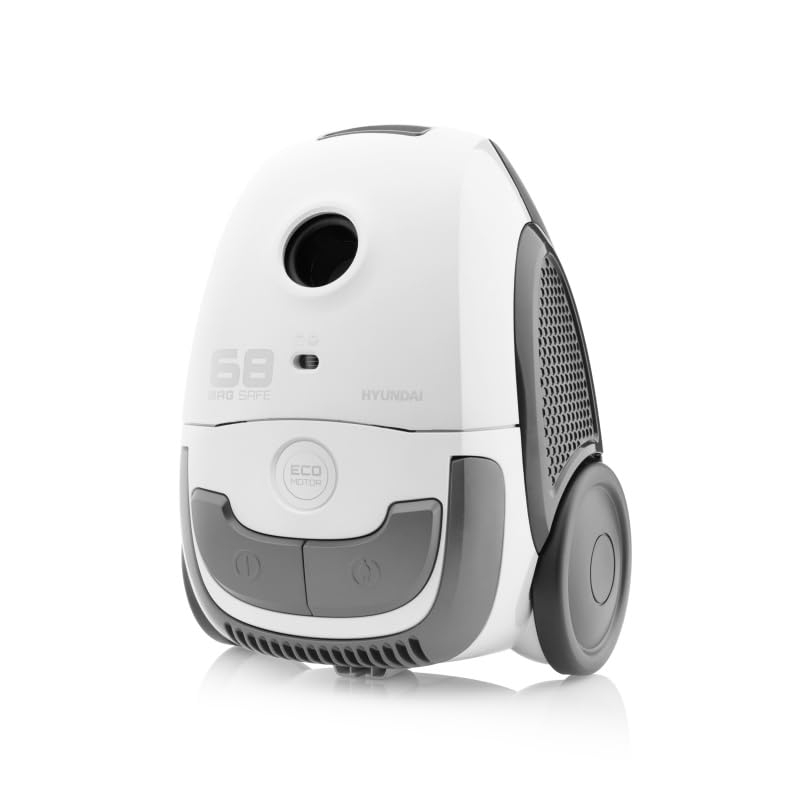 HYUNDAI ELECTRONICS Staubsauger mit Beutel VC068WG I 800 W I ECO-Motor I 2l Volumen I Weiss/Grau