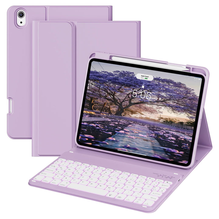 Hülle mit Tastatur für iPad A16 11/10 Generation (2025/2022, 11/10.9 Zoll)- 7 Farben Beleuchtete Mag