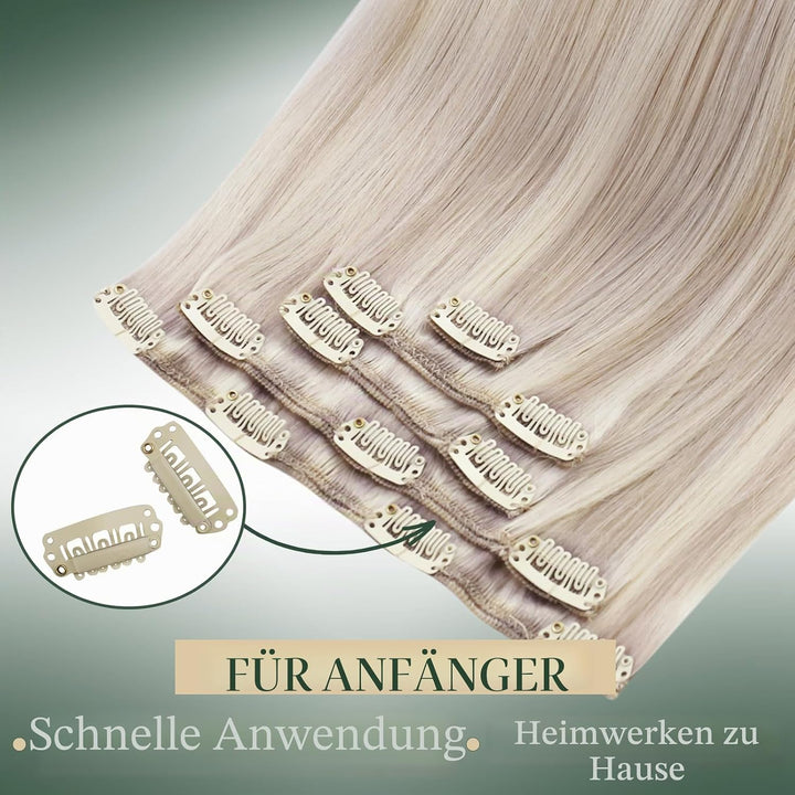 Ugeat Clip Extensions Echthaar Günstig Blond Remy Extensions Clip in Echthaar Blond Clip in Extensio