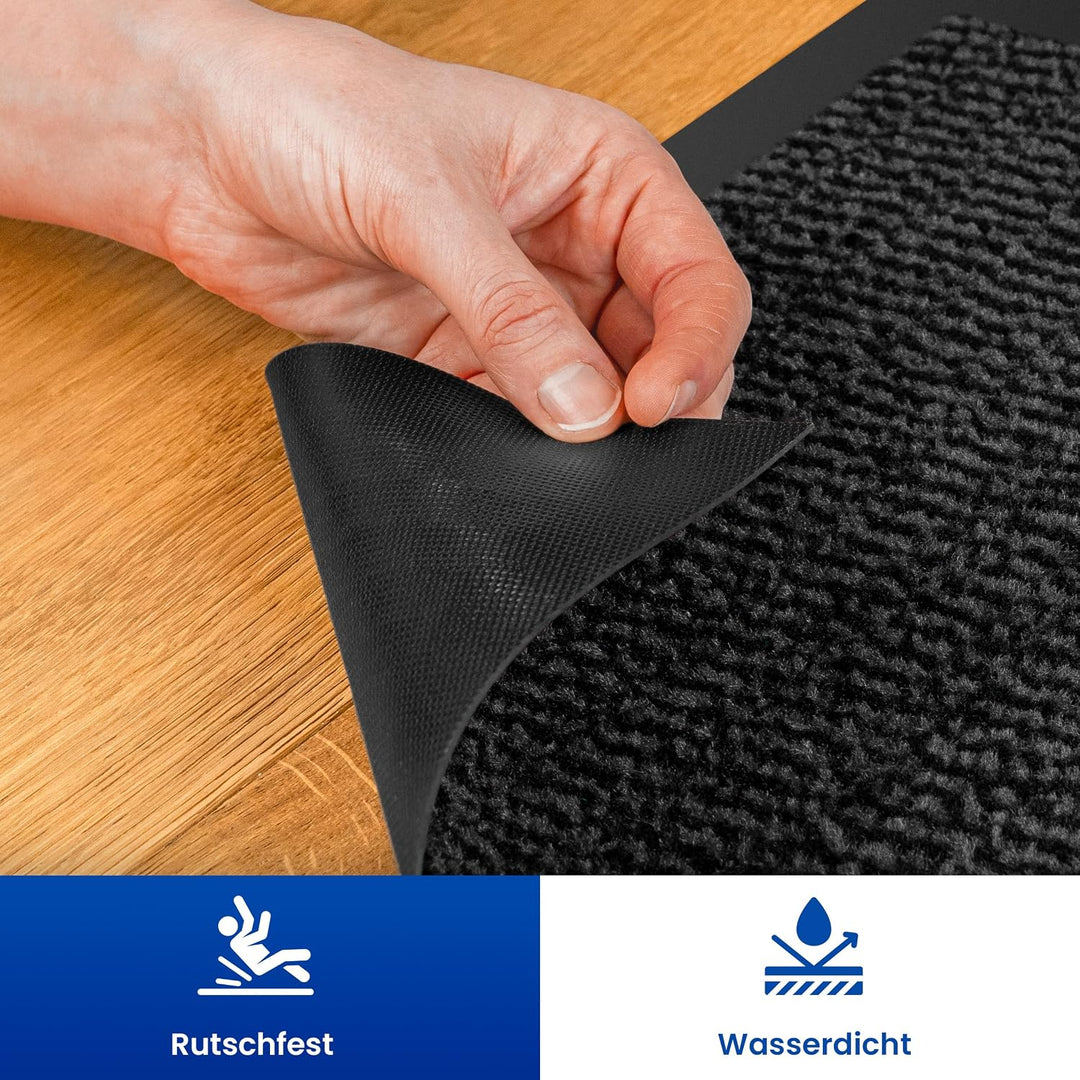 Hochwertige Fussmatte Grau-Schwarz 90x120 gross für Innen &amp; Aussen - Schmutzfangmatte rutschfest, wa
