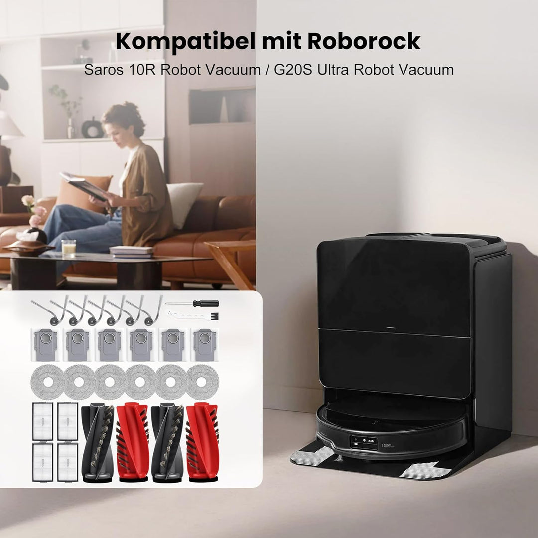 34-Pack Zubehörset für Roborock Saros 10R/Qrevo CurvX/Qrevo Curv 2 ProX/Curv 2 Pro Saugroboter, 4 Ha