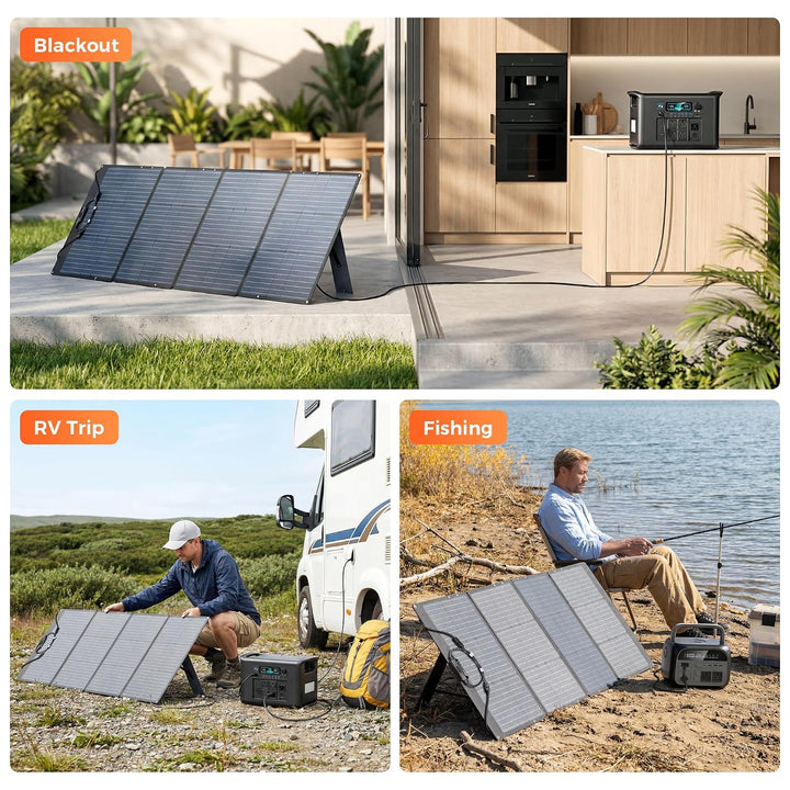200W Tragbares Solarpanel, 20.5V Faltbares Solarpanel Kit mit 10 Anschlüssen, Solar Panel mit Stände