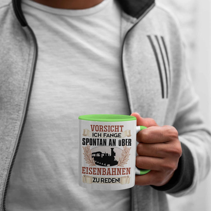 Trendation - Eisenbahner Tasse Geschenk für Modelleisenbahn-Fans Geschenkidee Ich Fange Spotan An Üb