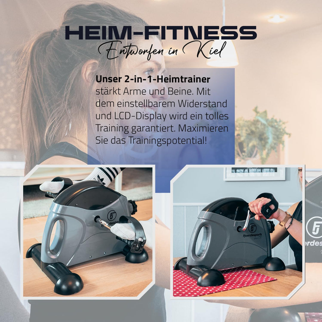 Fjoerdesports Mini-Heimtrainer, Arm- und Beintrainer, Bewegungstrainer, 2 in 1, mit Trainingsdisplay