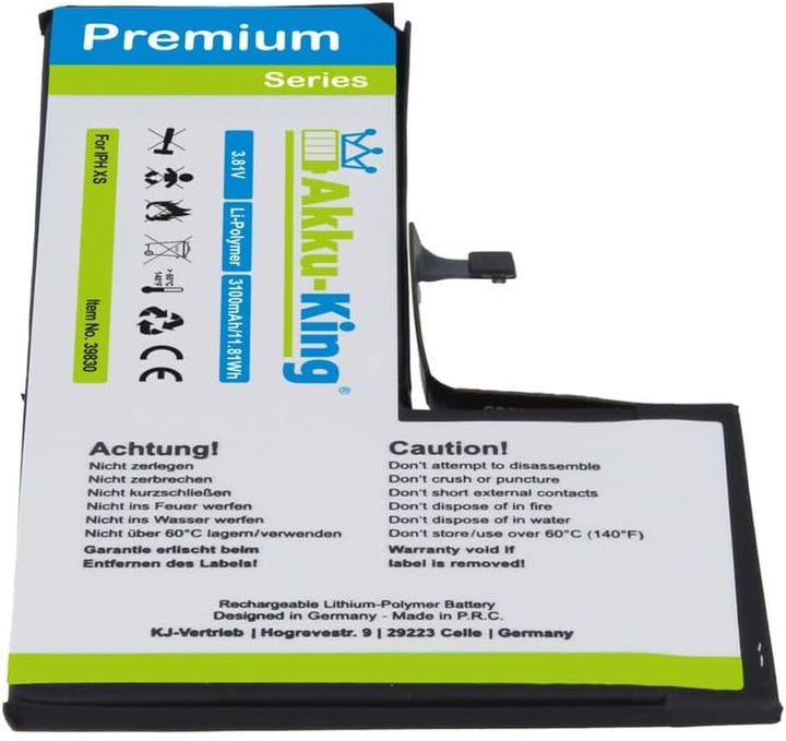 Power-Akku kompatibel mit Apple iPhone XS, 11.2 - Li-Polymer 3100mAh - mit Öffnungswerkzeug/Klebestr