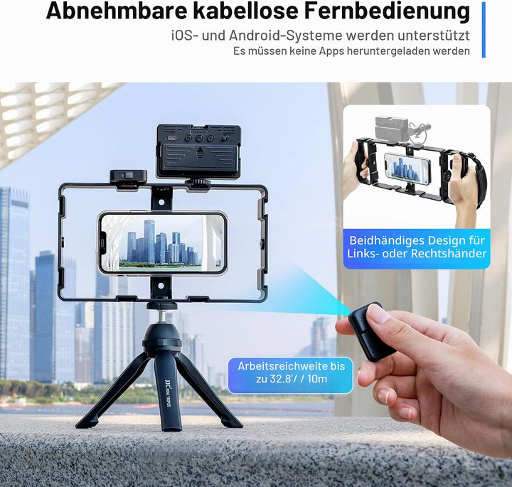 JJC Universelles Magnetic Handy Video Rig Fernbedienungs Set für iPhone 15 14 13 12 11 Pro Max Huawe