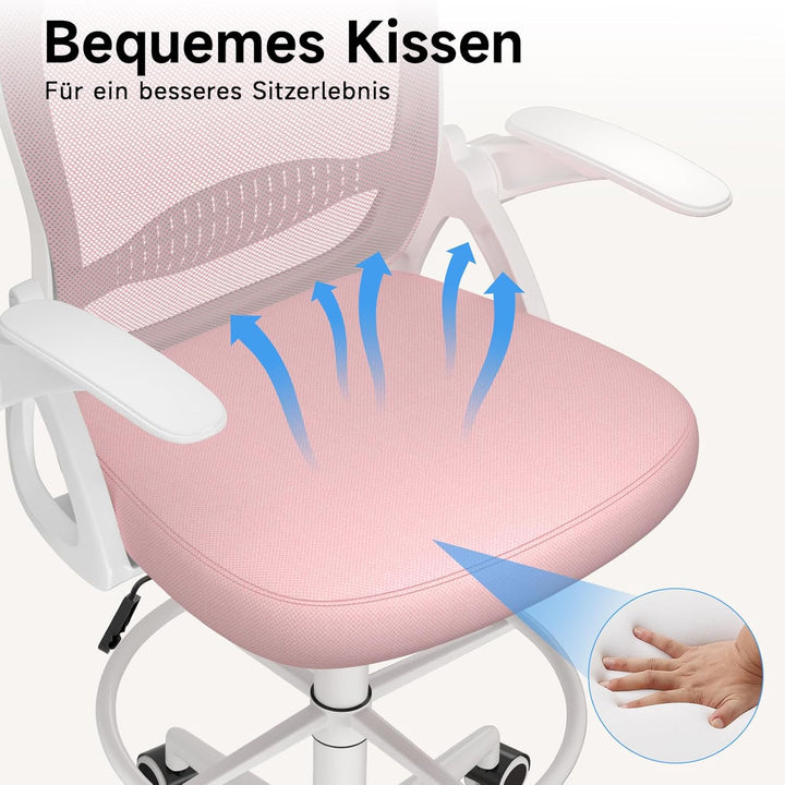Naspaluro Bürostuhl mit Fussstützenring, Ergonomischer Schreibtischstuhl mit Atmungsaktiv Netzbespan