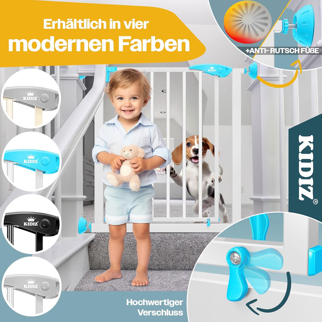 KIDIZ® Türschutzgitter Absperrgitter Treppengitter Kindergitter | Gitter Haustier | ohne Bohren | be