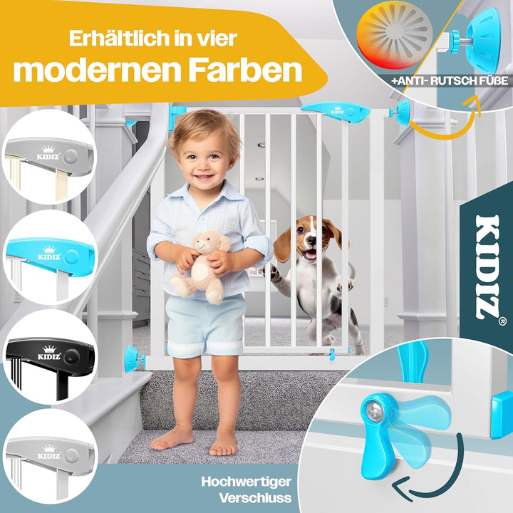 Kidiz® Türschutzgitter Absperrgitter Treppengitter Kindergitter | Gitter Haustier | ohne Bohren | be
