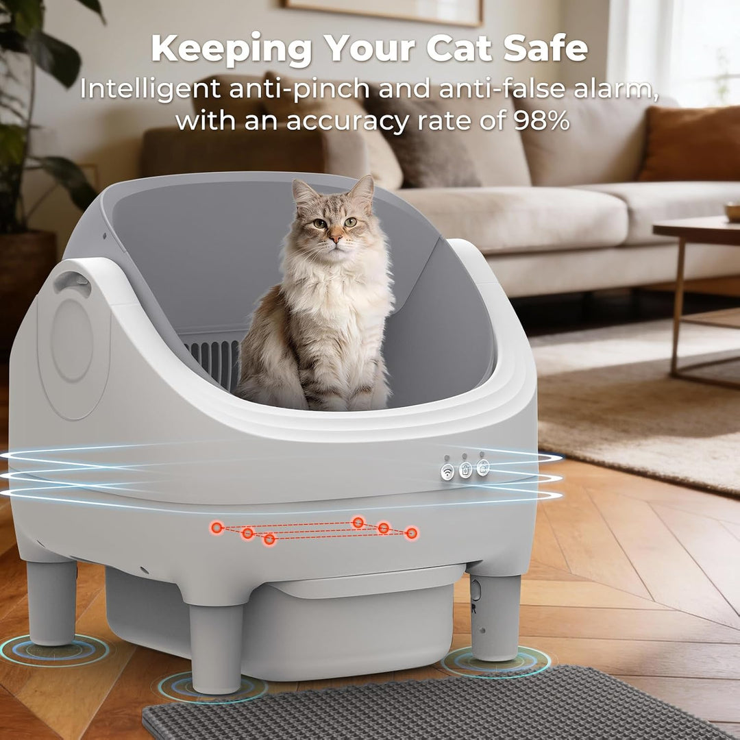 Selbstreinigende Katzentoilette mit App-Steuerung, Extra grosse Kapazität, Geruchsfrei, Automatische