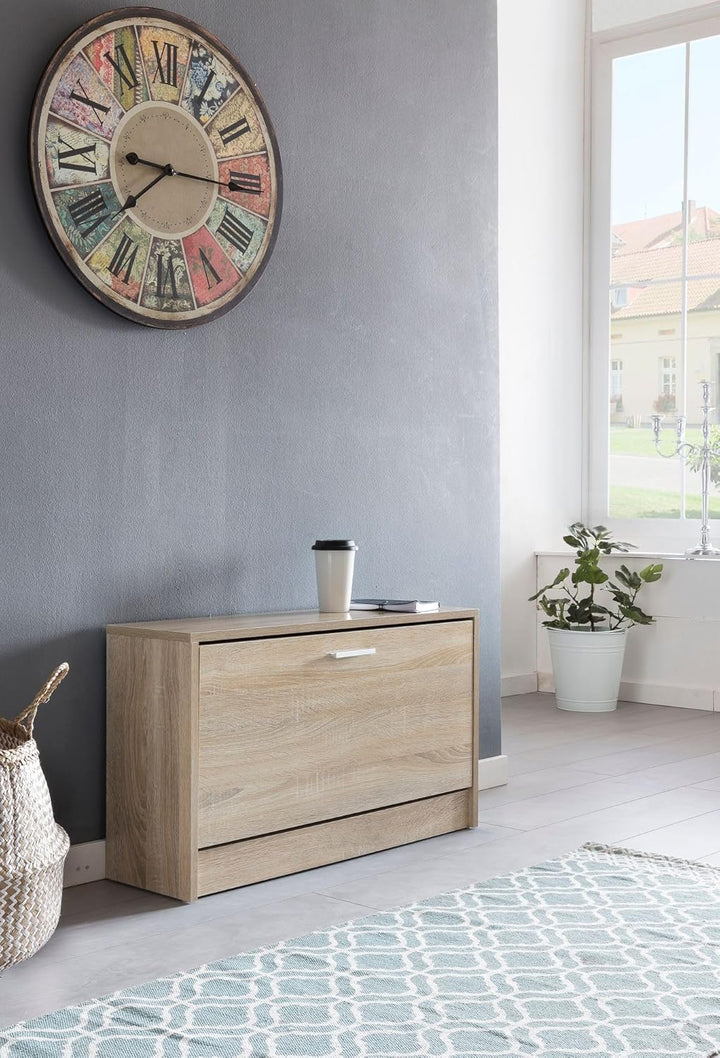 Wohnling Schuhkipper Split Modern 80 x 47 x 24 cm Holz Schuhregal Sonoma 1 Fach, Schuhkommode Flursc