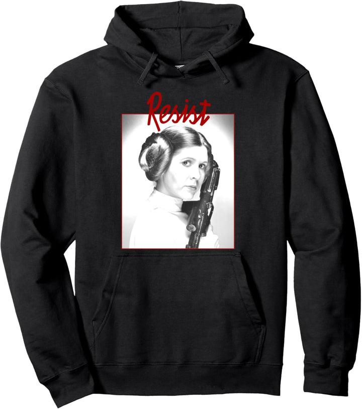 Star Wars Princess Leia Resist Black & White Portrait Pullover Hoodie