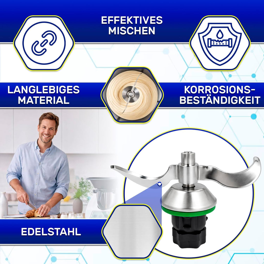 MONTERAL Teigmesser für Thermomix TM6 TM5 mit Dichtungsring - Messer für Vorwerk Küchenmaschine ist