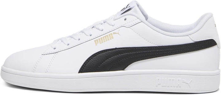 PUMA Unisex Kinder Smash 3.0 L Sneaker 36 EU White Black Gold, 36 EU White Black Gold