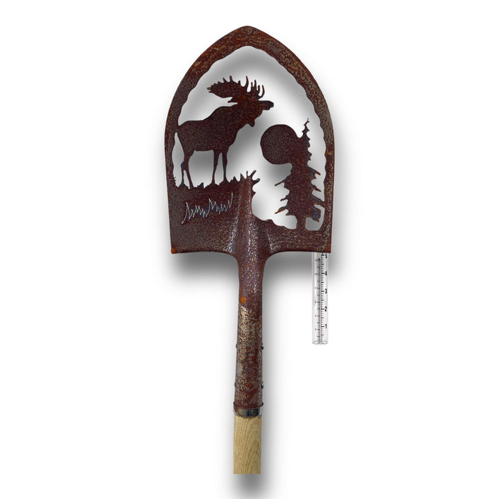 Crispe Edelrost Deko-Schaufel mit Regenmesser - Elch - Gartendekoration für aussen, Höhe: 180 cm, El