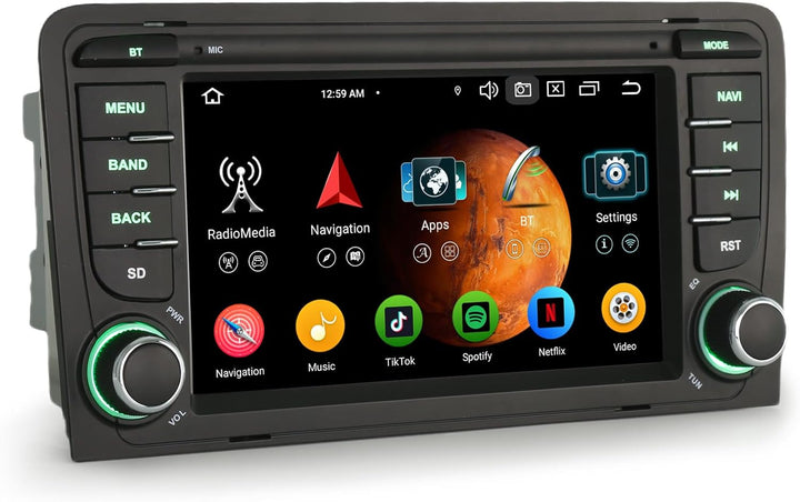 Erisin 8-Kern 4GB+64GB Android 14 GPS Autoradio mit Navigation für Audi A3 S3 RS3 RNSE-PU 7 Zoll IPS