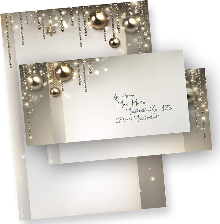 Briefpapier Weihnachten Set NOBLESSE 500 Sets elegantes Weihnachtsbriefpapier Design DIN A4 - mit Um