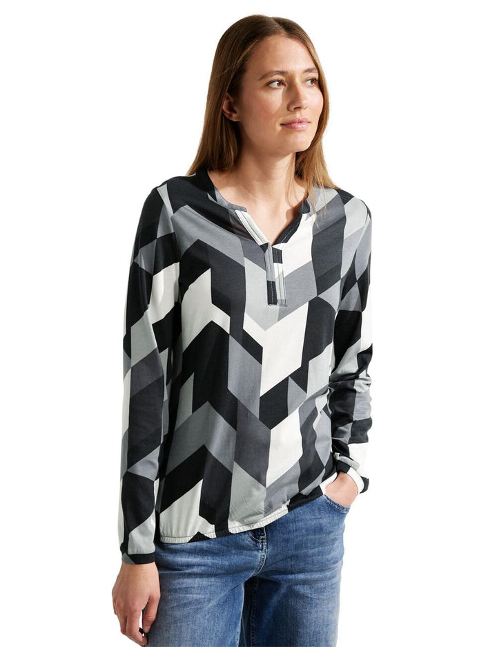 Cecil Damen Langarmshirt Bedruckt S Schwarz, S Schwarz