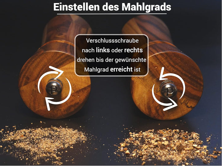 AUROMA Salz & Pfeffermühlen Set aus hochwertigem Akazienholz gefertigt | Modernes Design | Geschenki