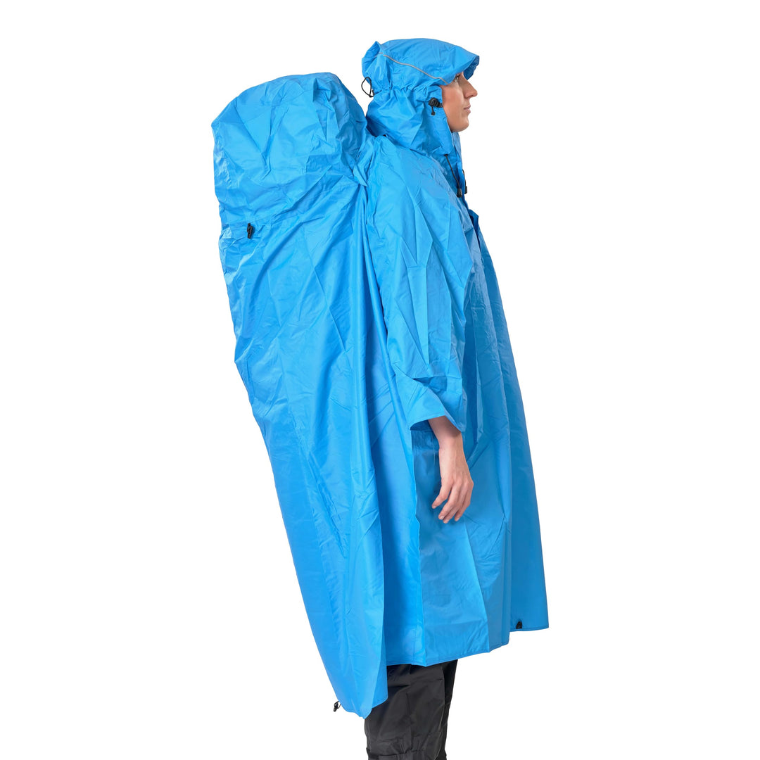 LOWLAND OUTDOOR Rucksackregenponcho, Blau, L