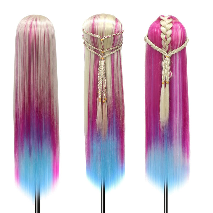 Trainingsköpfe, 28 inch Übungskopf Frisierkopf Friseur 100% Synthetikfaser-Haar Styling Kopf Frisier