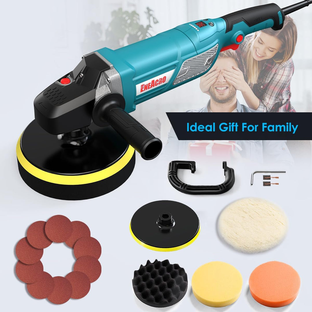 ENEACRO Poliermaschine, 1800W Polierer Variable Geschwindigkeit mit LCD-Anzeige, D-Griff und Seiteng