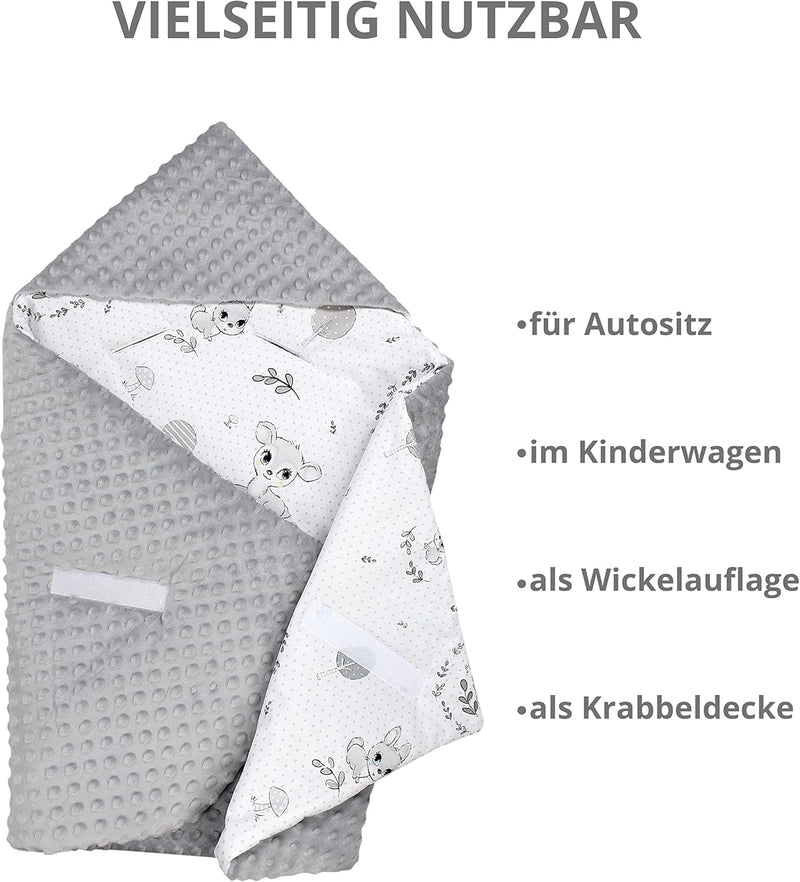 TupTam 2er Set Baby Decken Einschlagdecke 85x85 cm für Autositz Babyschale Babydecke Wiegendecke Min