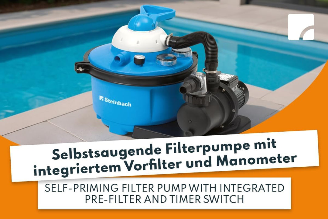 STEINBACH Filteranlage Comfort 50 – 040200Y – Selbstsaugende Pumpe für Pools mit bis zu 33.000 l – U