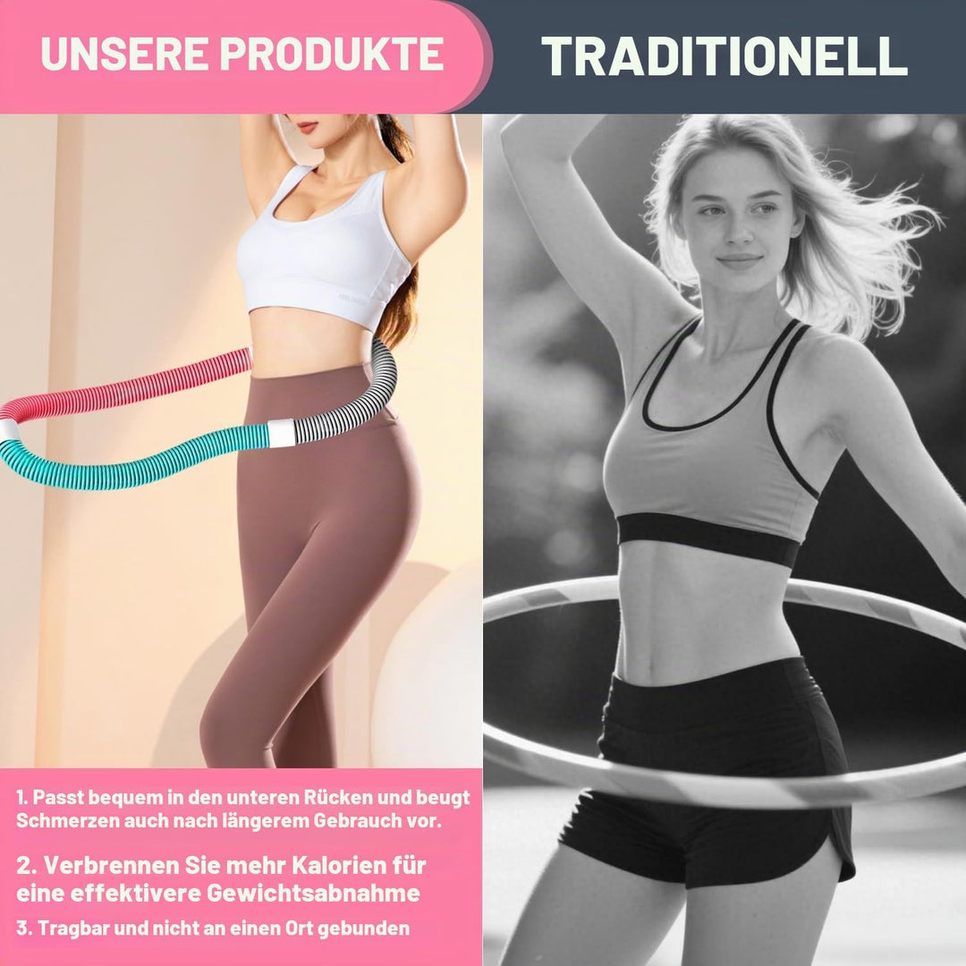 Weicher Hula Hoop Reifen für Erwachsene - 1.4kg, faltbar, gewichteter Fitness Hoop für Bauch &amp; Taill