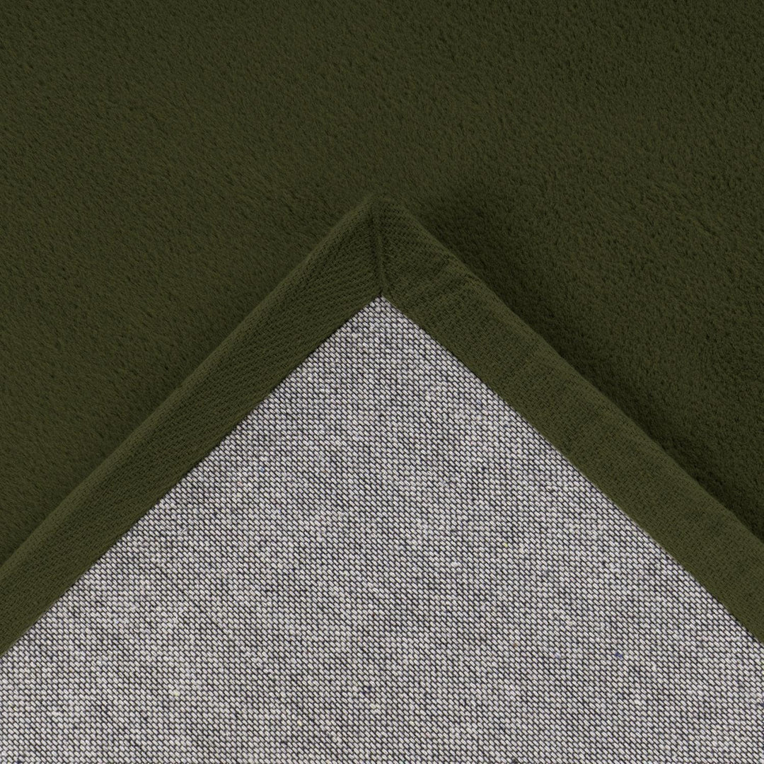 Hochflor Teppich Wohnzimmer - Einfarbig Basil, Oliv-Grün - 80x150 cm - Super Soft Polyester, Samtig-