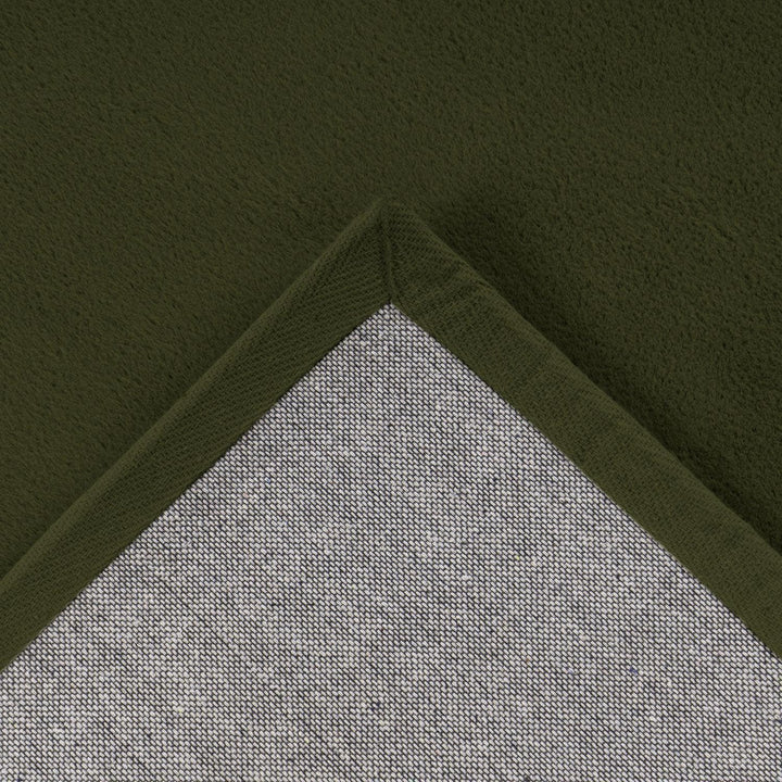 Hochflor Teppich Wohnzimmer - Einfarbig Basil, Oliv-Grün - 80x150 cm - Super Soft Polyester, Samtig-