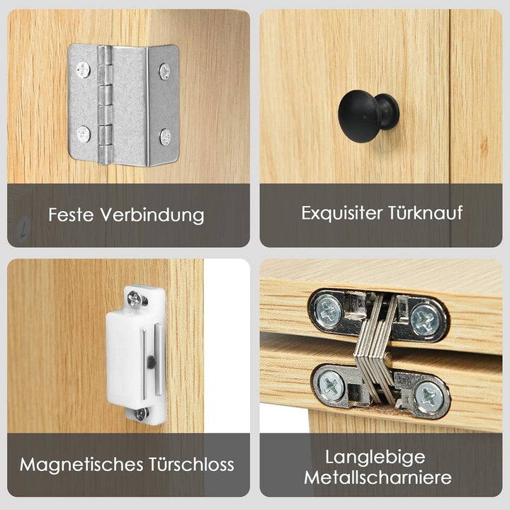 COSTWAY 2 in 1 Nähschrank & Schreibtisch klappbar, Nähtisch aus Holz mit 3 Einlegeböden für Spulen &