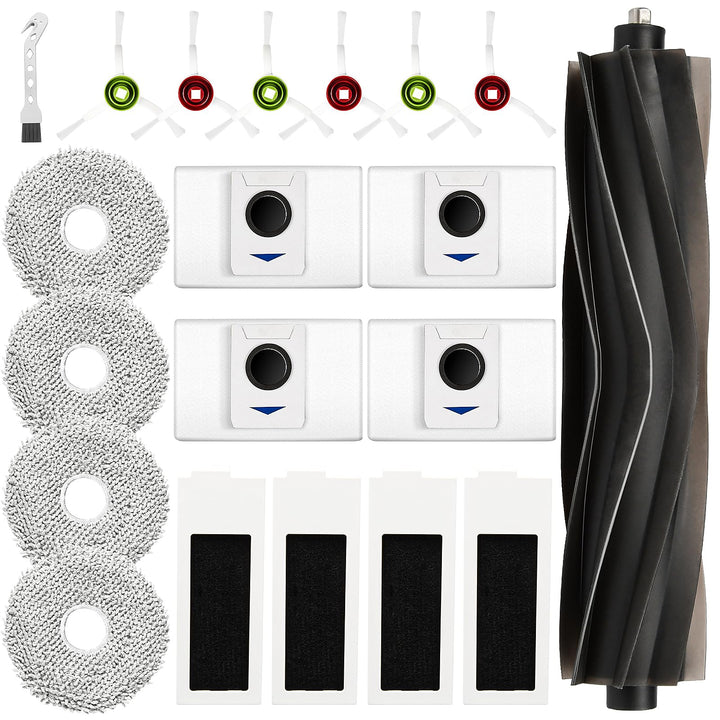 20 Stück Zubehör für Ecovacs Deebot T20 Omni / T20e Omni Saugroboter, 1 Gummi Hauptbürste 4 Staubbeu