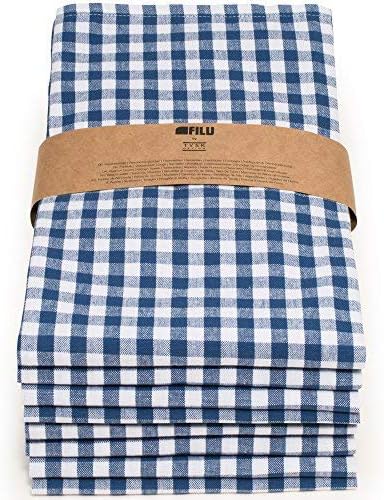 FILU Geschirrhandtücher 8er Pack Dunkelblau / Weiss kariert (Farbe und Design wählbar) 45 x 70 cm -