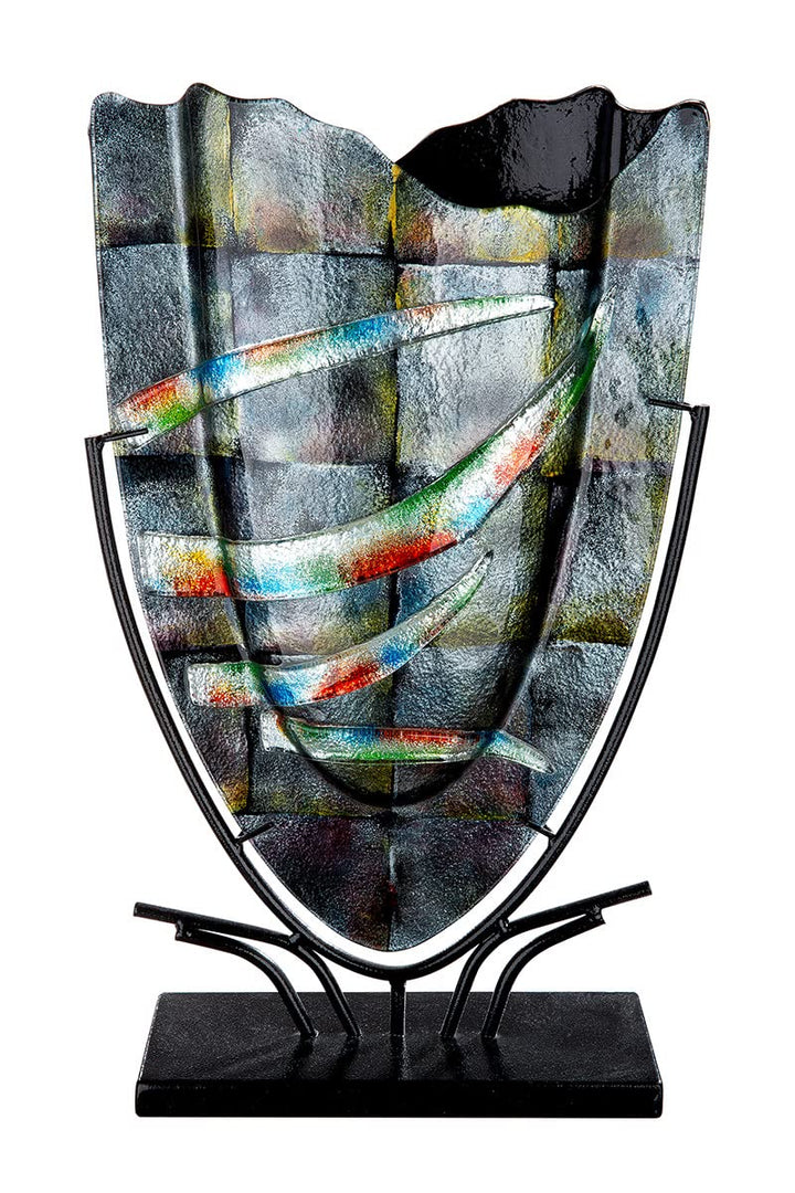 GILDE GLAS art Design Dekovase aus Glas - mit Metallständer - Geschenk für Frauen Geburtstag Valenti