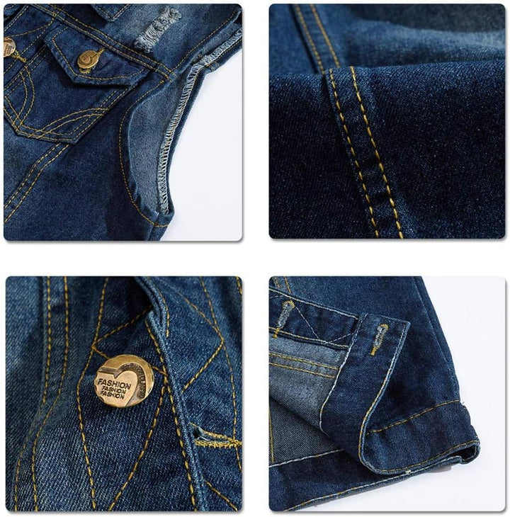 YOUTHUP Weste Herren Denim Casual Zerrissen Jeansweste Outdoor Vintage | Freizeitweste, Ärmellose, A