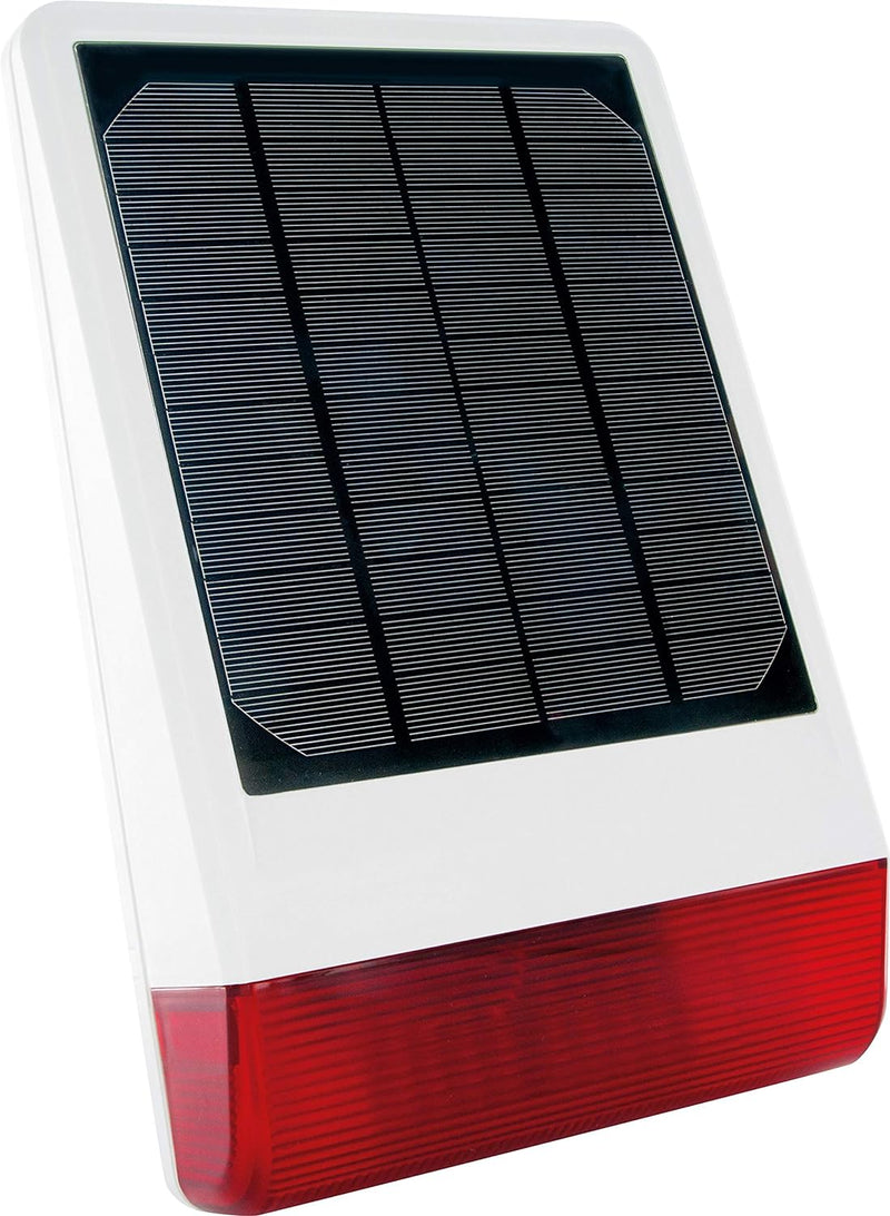SCHWAIGER -ZHS14- Aussensirene/ Sirene solarbetrieben/ Alarmsirene mit blinkenden LEDs/ Alarmanlage/