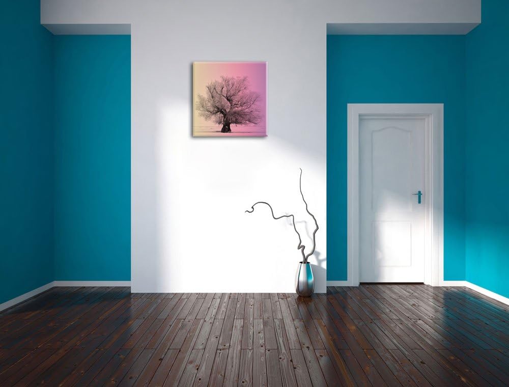 Pixxprint verschneite Bäume im Nebel/Format: 70x70cm / Leinwandbild fertig bespannt Wandbild Kunstdr