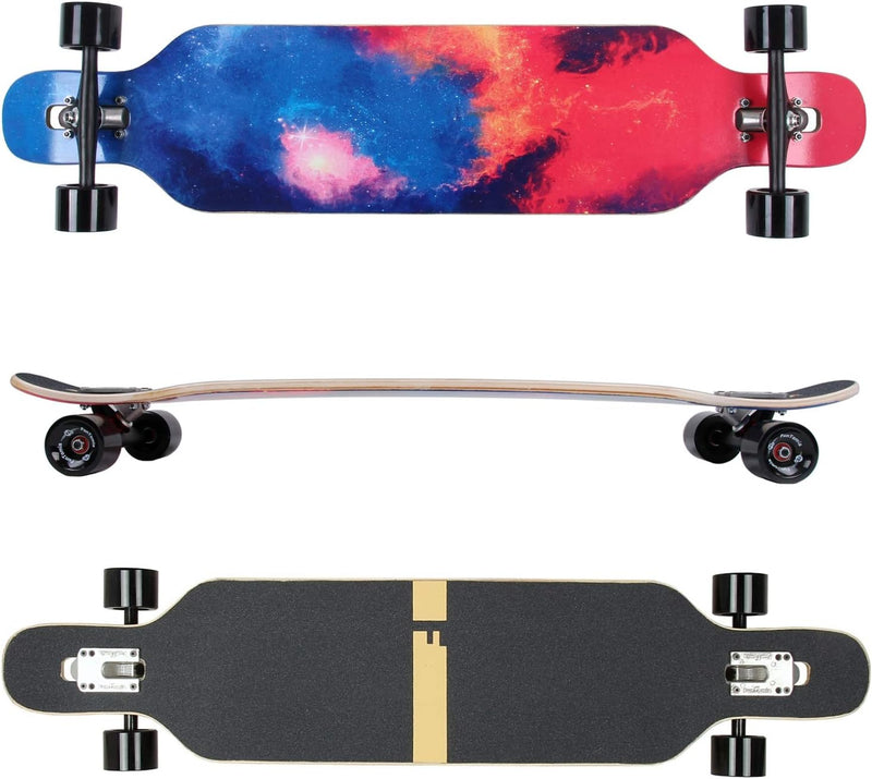 FunTomia Longboard mit 3 Flex Stufen Drop Through Cruiser Komplettboard Mach1 Speed Kugellager T-Too