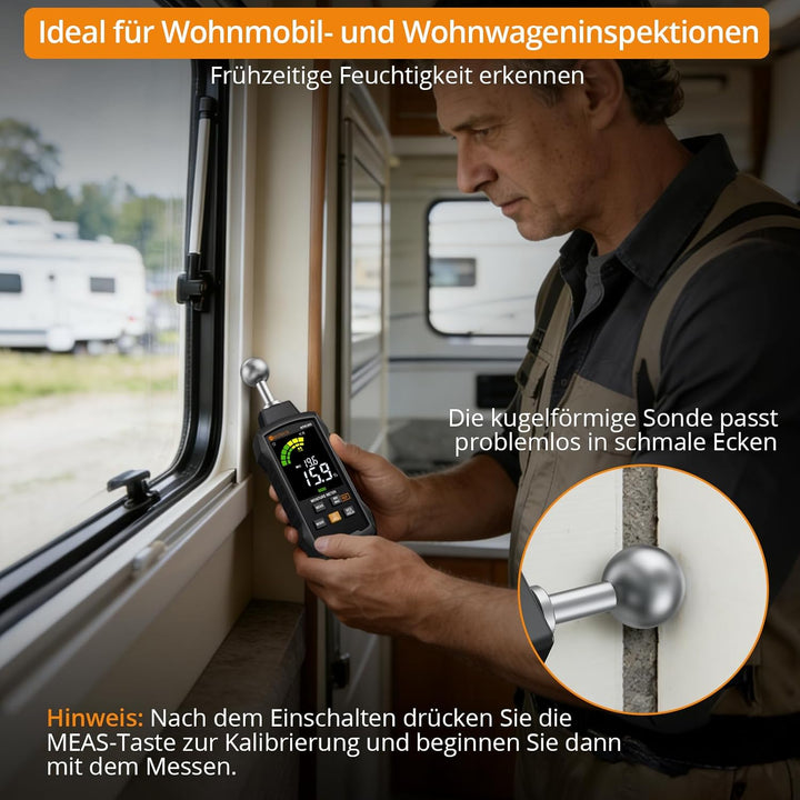 Neoteck Pinless Feuchtigkeitsmesser mit Farb-LCD und akustischem Alarm Sonden-Feuchtigkeitsmessgerät