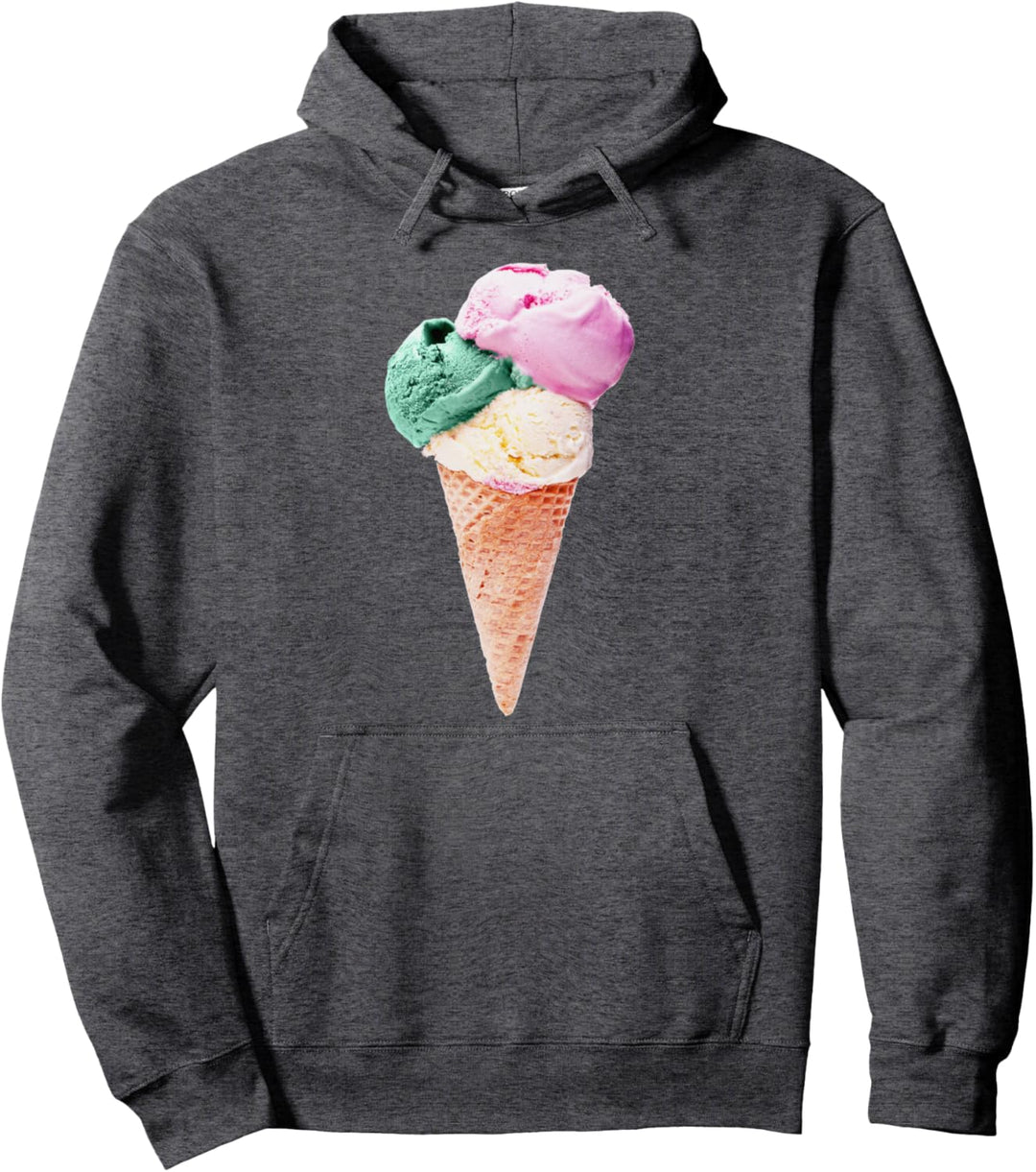Ice Cream Cone Triple Scoop Pastel Summer Pullover Hoodie