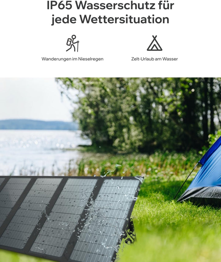 200W faltbares Solarpanel, 12-fach faltbar, IP65 wasserdicht, mit verstellbarem Ständer, tragbares S